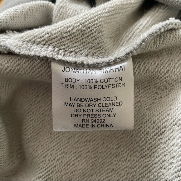 Jonathan Simkhai Loopback Whipstitch Lace Up Gray Cropped Cotton Sweatshirt Sz M - Picture 8 of 10